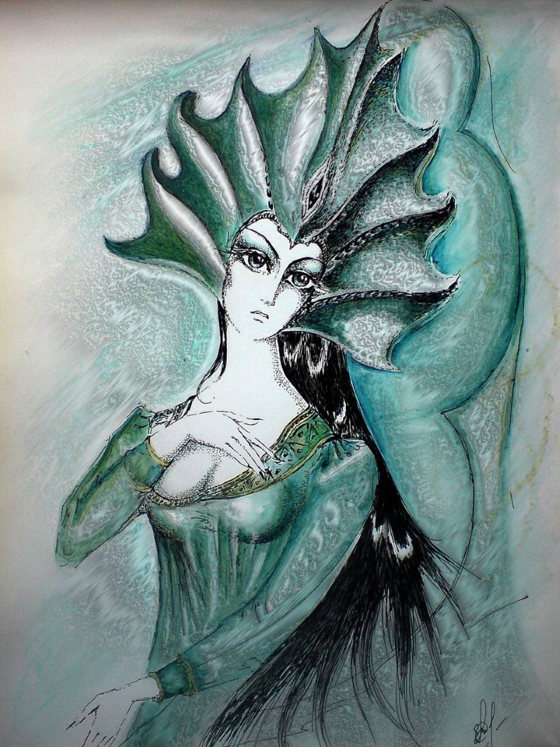 Хозяйка Медной Горы. Нарисована шариковыми и гелевыми ручками. Фото предоставлено Аленой Валль